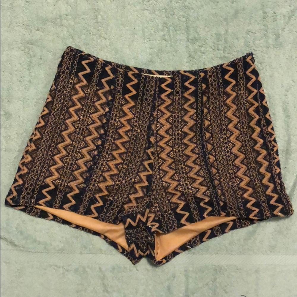 Gold and Blue Lace Shorts